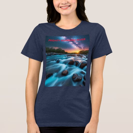 天川の夢 – 抽象芸術サンセット&星空 トライブレンドＴシャツ (正面)