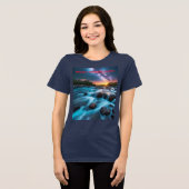 天川の夢 – 抽象芸術サンセット&星空 トライブレンドＴシャツ (正面全面)