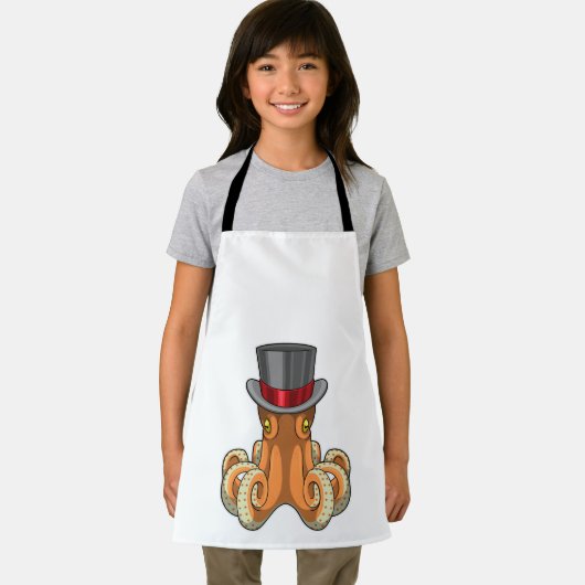 天帽子をかぶった紳士としてのタコ エプロン (インサイチュ)