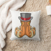 天帽子をかぶった紳士としてのタコ クッション (ブランケット)