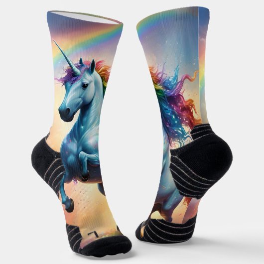 天彩虹弧: 虹色ユニコーンの輝き ソックス (傾斜あり)