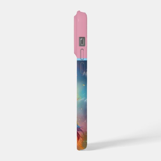 天彩虹弧: 虹色ユニコーンの輝き iPhoneケース (左側面)