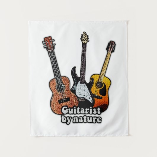 天性のギタリスト。カラフルなギター タペストリー (正面)