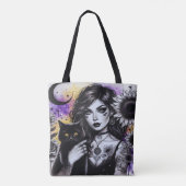 天性ゴシック様式の魔女と黒猫 トートバッグ (裏面)