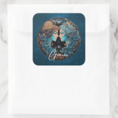 天性双胎〔占星術の〕十二宮図シンボルブラックジェミニ金ゴールド スクエアシール (バッグ)