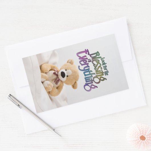 天恵のテディー・ベアMotivationalQuoteを捜して下さい 長方形シール (封筒)