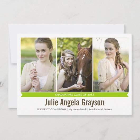 天才の証 4枚の写真を使った卒業発表 招待状 (正面)