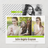 天才の証 4枚の写真を使った卒業発表 招待状 (正面/裏面)