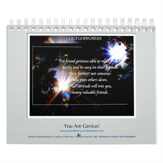 天才のINSPIRATIONAL-CHARACTERISTICS カレンダー (カバー)