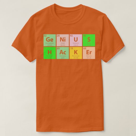 天才ハッカー周期表 Tシャツ (デザイン正面)