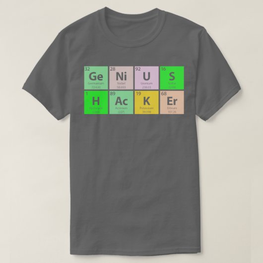 天才ハッカー周期表 Tシャツ (デザイン正面)