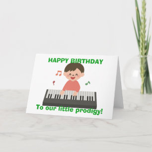 天才少年の誕生日メッセージ ピアノ キーボード少年 カード