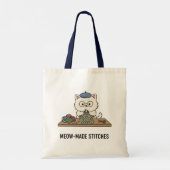天才猫の編み物 "Meow-Made" プレゼントデザイン トートバッグ (裏面)