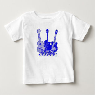 天才的な才能は生まれつき。ビンテージ ブルー ギター ベビーTシャツ