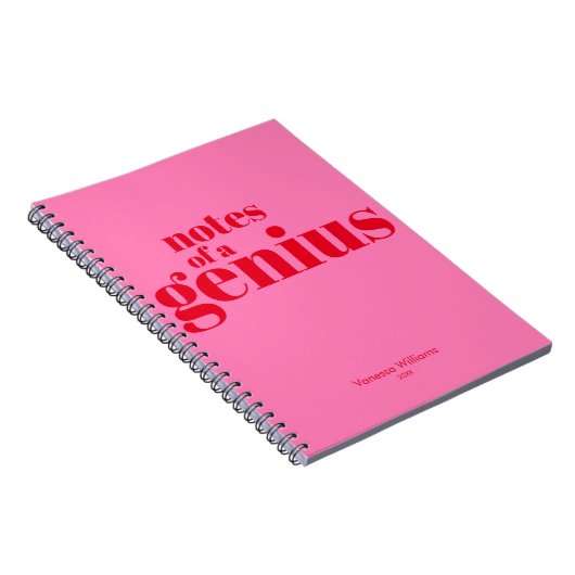 天才赤の注モダンおもしろいはっきりした記 – ホットピンク ノートブック (右側)