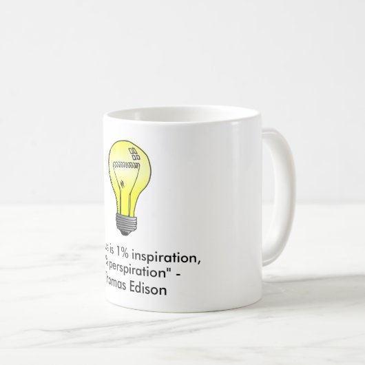 "天才1%のインスピレーション、99%の汗"の引用文です コーヒーマグカップ (正面右)
