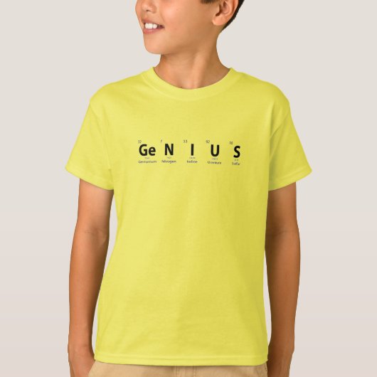 「天才」元素周期表 科学のユーモア 教育 Tシャツ (正面)