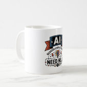 天才AIユーモア技術引用デザイン コーヒーマグカップ (正面左)
