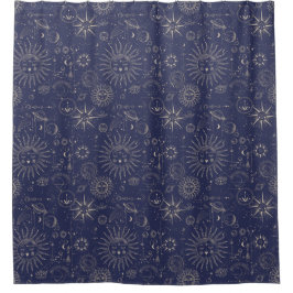 天文学の海軍模様 シャワーカーテン