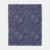 天文学の海軍模様 フリースブランケット (正面)