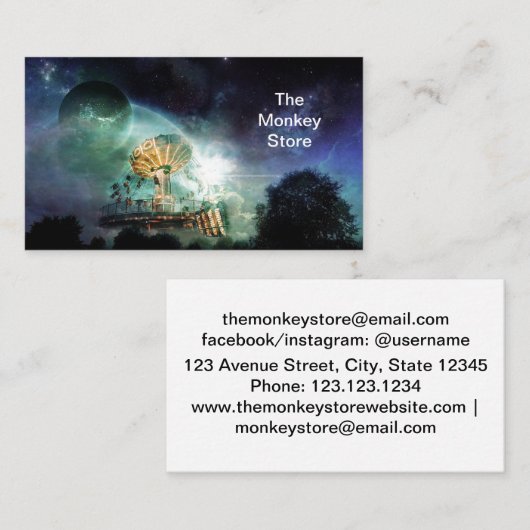 天文学の空の日曜日の宇宙の月のファンタジーの惑星 名刺 (正面/裏面)