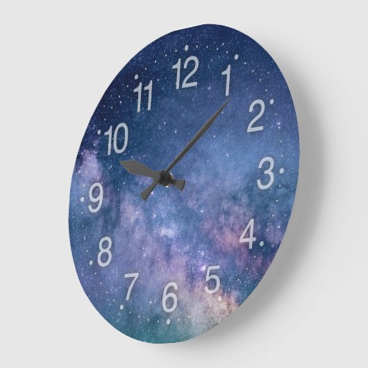 天文学のcomosの青い紫色のすみれ色の空の星 ラージ壁時計 (傾斜)