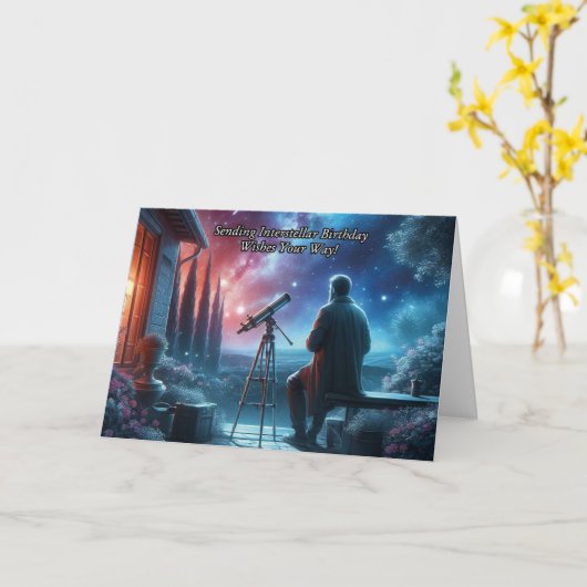 天文学をテーマにした誕生日カード カード (黄色い花)