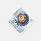 天文学イエローブルー結婚サン スタンダードカクテルナプキン (角)