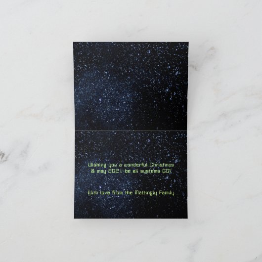 天文学エイリアンおもしろいズ·カートゥーン·クリスマスあなたの名前 シーズンカード (内部)