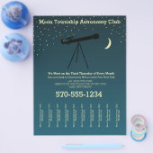 天文学クラブ望遠鏡と星がストリップを引き裂く チラシ (シングル)