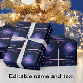 天文学サザンピンホイール名前をカスタムすると文字 ラッピングペーパー