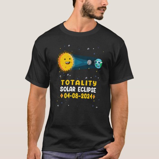 天文学太陽の皆既日食2024総和04 08 Tシャツ (正面)