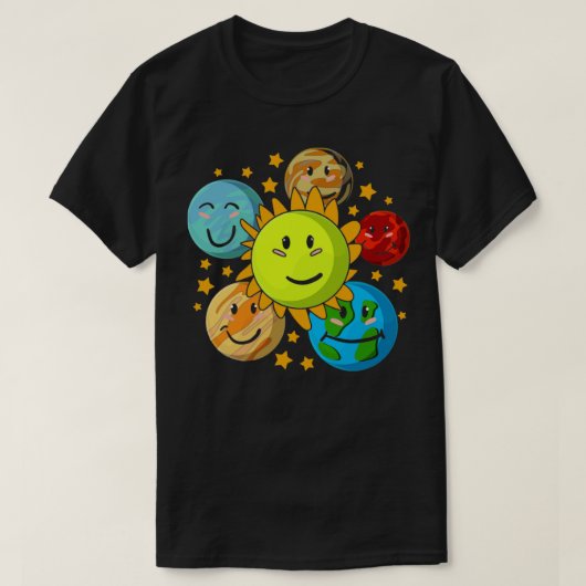 天文学太陽の系惑星宇宙科学かわいい Tシャツ (デザイン正面)
