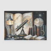 天文学者の書斎デスクグローブ望遠鏡デコパージュ 薄葉紙 (正面)