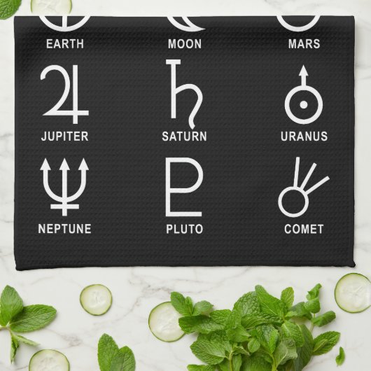天文学者、太陽のシステム記号 キッチンタオル (折り畳み)