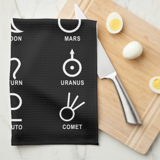 天文学者、太陽のシステム記号 キッチンタオル (四つ折り)