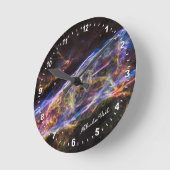 天文学 & 星雲のヴェール 時計、ハッブル / 銀河 ラウンド壁時計 (傾斜)