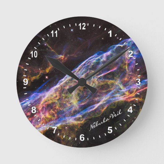 天文学 & 星雲ベール時計、ハッブル / 銀河 ラウンド壁時計 (正面)