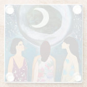 天文学 |月を見る女性 ガラスコースター (裏面)