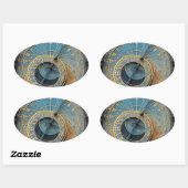 天文時計プラハ・オルログチェコ 楕円形シール (シート)