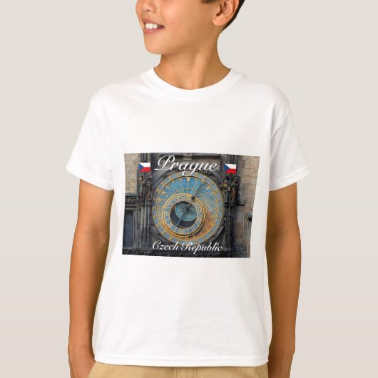 天文時計プラハ・オルログチェコ Tシャツ (正面)