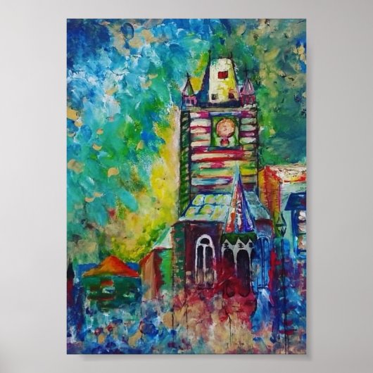 天文時計塔 – プラハプリント ポスター (正面)