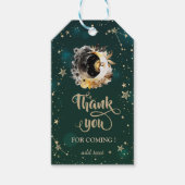 天日と月の花が緑に輝く ギフトタグ (正面)