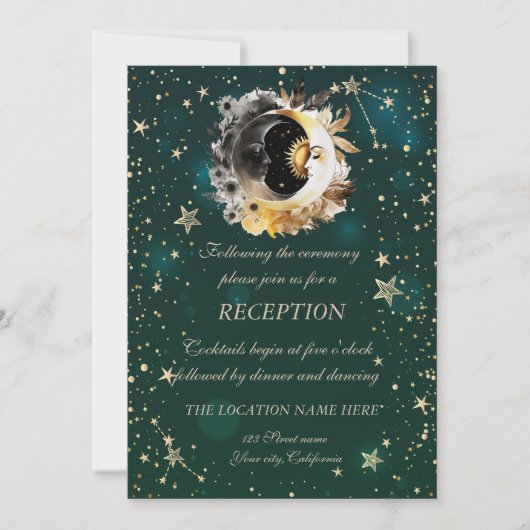 天日と月の花が緑に輝く 招待状 (正面)