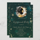 天日と月の花が緑に輝く 招待状 (正面/裏面)