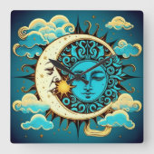 天日と月 スクエア壁時計 (正面)