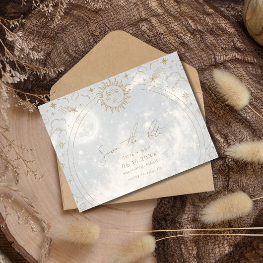 天日月の星の結婚式の日付を保存 案内ポストカード