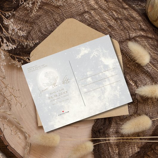 天日月の星の結婚式の日付を保存 案内ポストカード