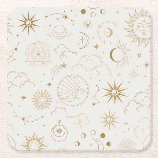 天日月の神秘的要素 スクエアペーパーコースター (正面)