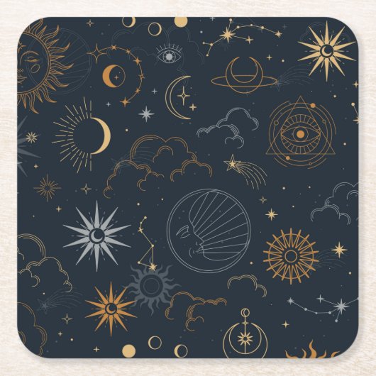 天日月の神秘的要素 スクエアペーパーコースター (正面)